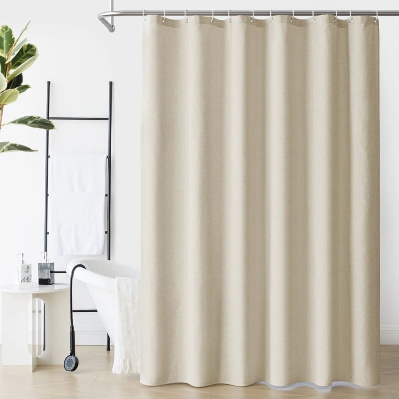Kúpeľňový záves z polyesteru, vodeodolný, ľanová imitácia povrchovej úpravy, jednobarevný vzor, ľahký luxusný štýl, prispôsobenie k dispozícii