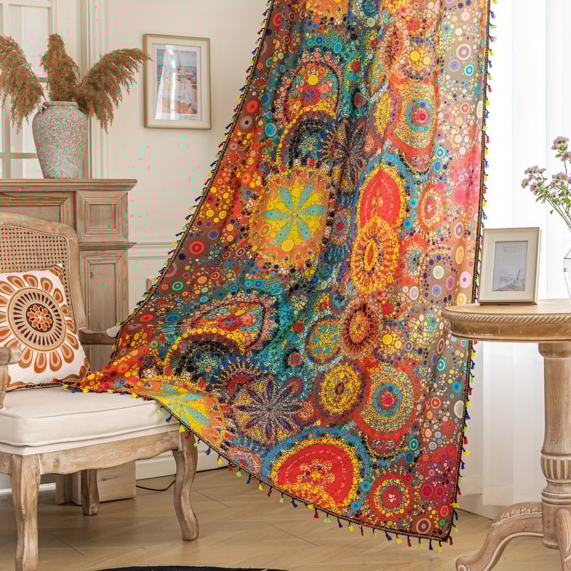 Hardvér na závesy do okien – Bohémsky vidiecký štýl súprava závesov (Model jd601099536536736; Značka: Other)