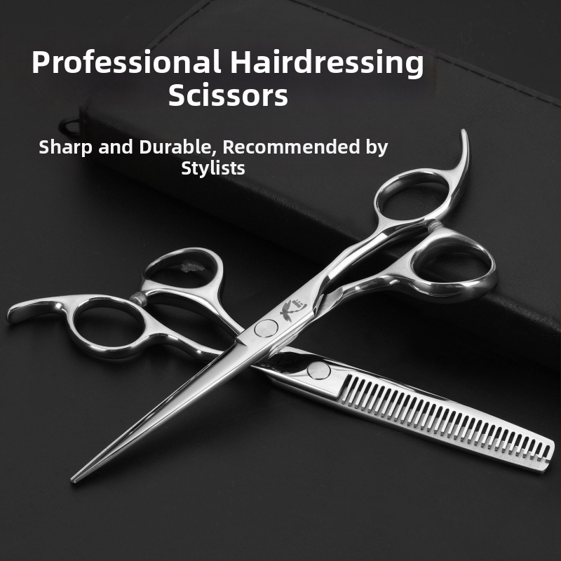 440C profesionalios plaukų žirklės, gluosnio lapų formos ašmenys, tekstūruojančios žirklės