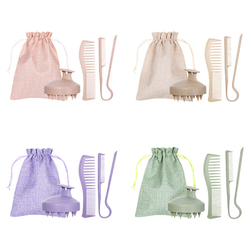 Pieptene pentru păr din paie de grâu cu dinți late pentru styling neted; marcă Play with Beauty; material: paie de grâu + in; marcă licențiată privată