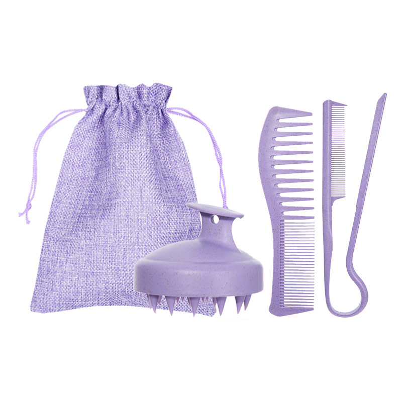 Pieptene pentru păr din paie de grâu cu dinți late pentru styling neted; marcă Play with Beauty; material: paie de grâu + in; marcă licențiată privată