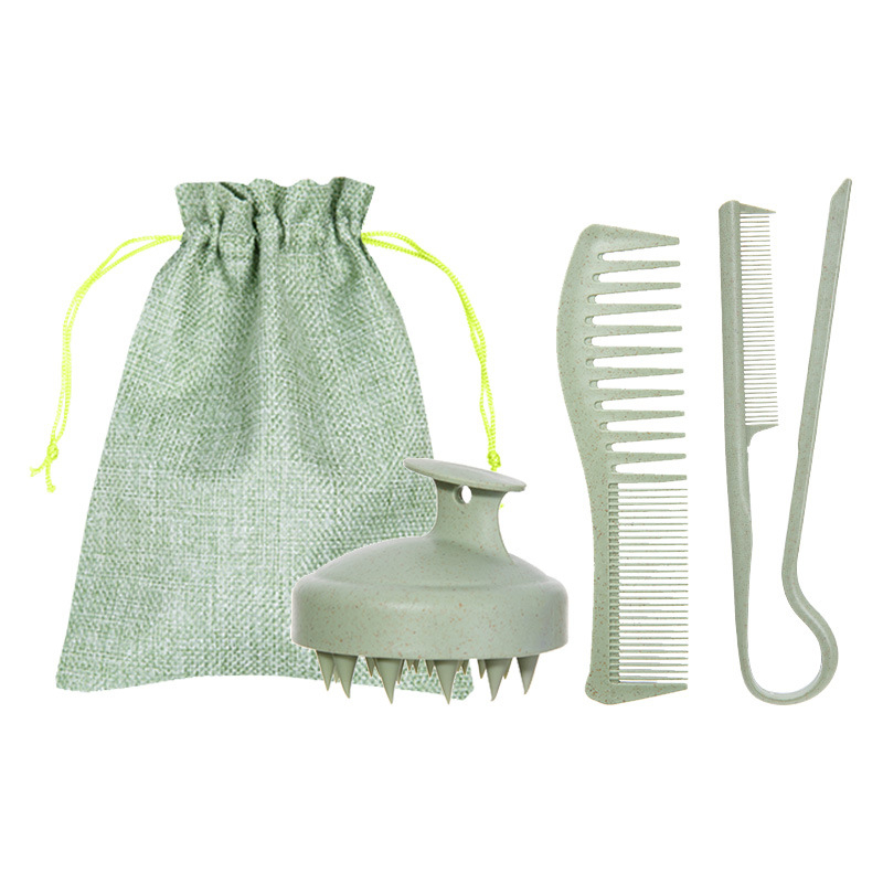 Pieptene pentru păr din paie de grâu cu dinți late pentru styling neted; marcă Play with Beauty; material: paie de grâu + in; marcă licențiată privată