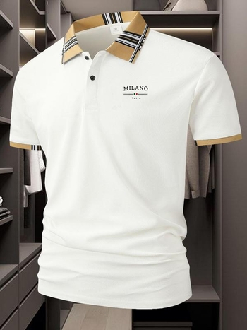 Поло риза с бродирани райета - коприна, свободна кройка, дълги ръкави