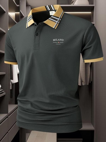 Поло риза с бродирани райета - коприна, свободна кройка, дълги ръкави