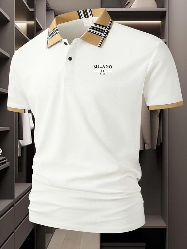 Polo tričko s pruhovanou výšivkou - hodváb, voľný strih, dlhé rukávy