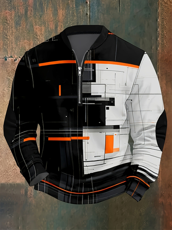 Pánske tričko s dlhým rukávom, priliehavý strih, bavlnená zmes, kockovaný vzor a výšivka, priedušné