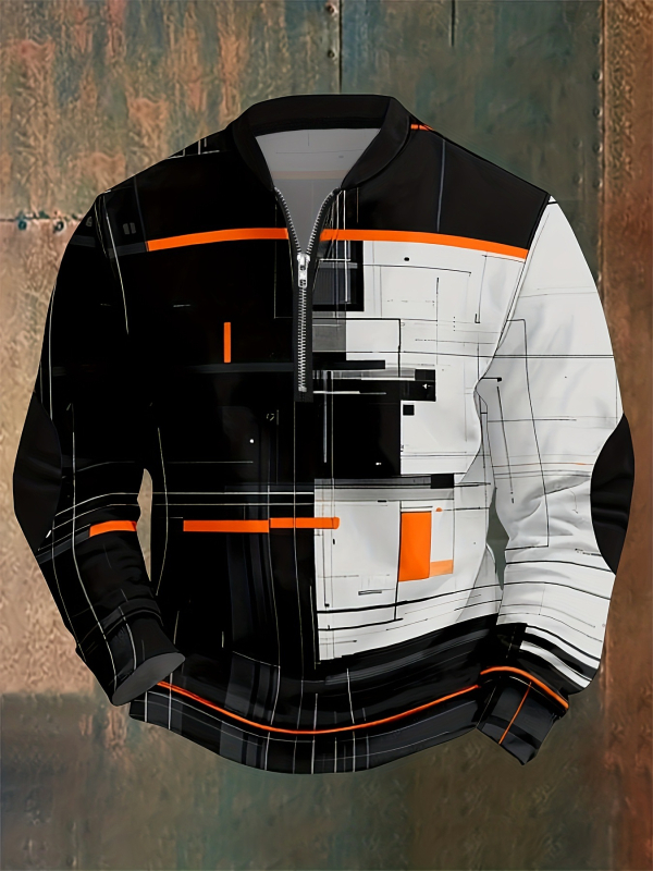 Pánske tričko s dlhým rukávom, priliehavý strih, bavlnená zmes, kockovaný vzor a výšivka, priedušné