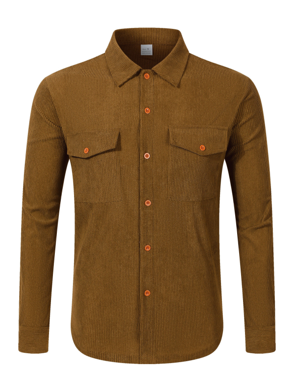 Košulja corduroy, 81-90% laneno, slobodan kroj, dugi rukavi, ovratnik Turn-down