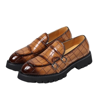 Loafers casual din piele pentru bărbați, fără șireturi (partea superioară PU, talpă din cauciuc, vârf din piele, stil business)