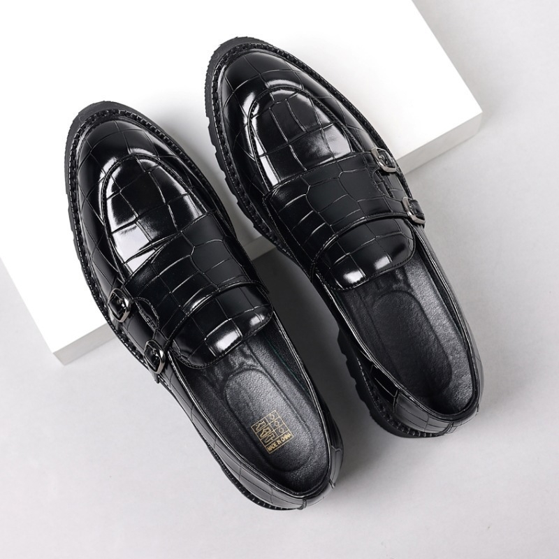 Loafers casual din piele pentru bărbați, fără șireturi (partea superioară PU, talpă din cauciuc, vârf din piele, stil business)