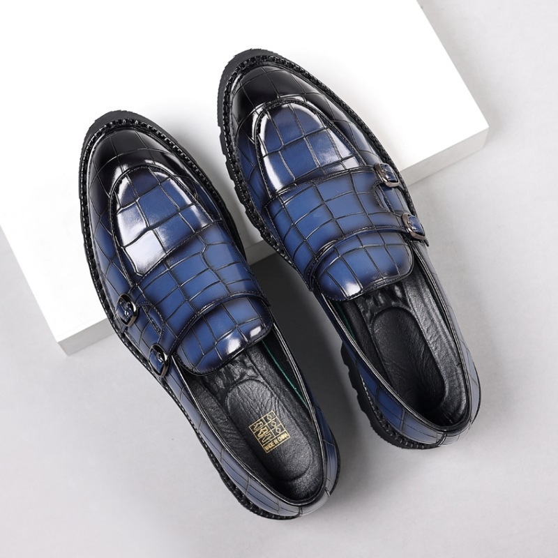 Loafers casual din piele pentru bărbați, fără șireturi (partea superioară PU, talpă din cauciuc, vârf din piele, stil business)