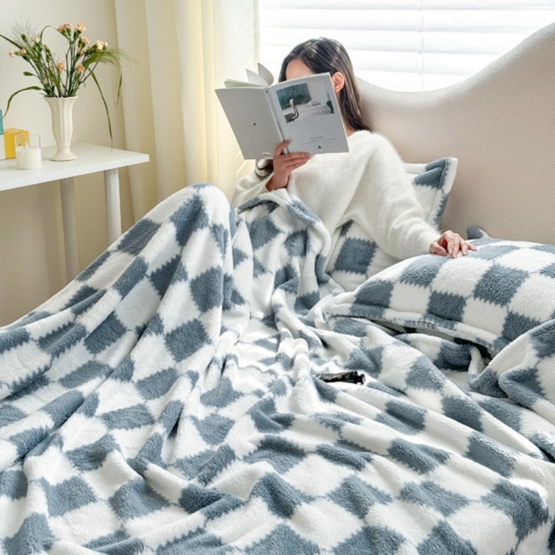 Jubilee Dream Flanelová hrubá deka s kockovaným vzorom na pohovku a popoludňajšie zdriemnutie, prispôsobiteľná, Hmotnosť 300, Sezóna jar–jesen, Zmršťovanie 2–3%