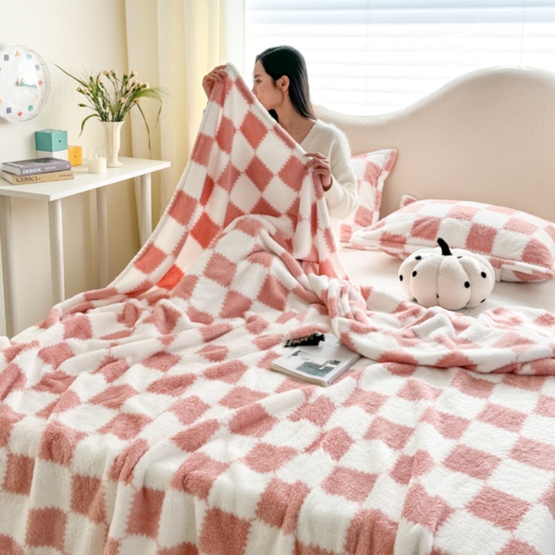Jubilee Dream Flanelová hrubá deka s kockovaným vzorom na pohovku a popoludňajšie zdriemnutie, prispôsobiteľná, Hmotnosť 300, Sezóna jar–jesen, Zmršťovanie 2–3%