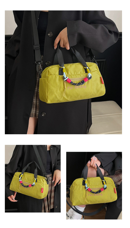 Geantă crossbody din nylon, stil urban minimalist, geantă mică pătrată, închidere cu fermoar, căptușeală din poliester