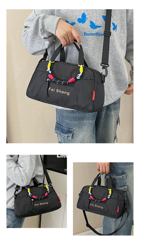 Geantă crossbody din nylon, stil urban minimalist, geantă mică pătrată, închidere cu fermoar, căptușeală din poliester