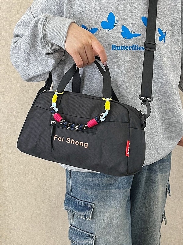 Geantă crossbody din nylon, stil urban minimalist, geantă mică pătrată, închidere cu fermoar, căptușeală din poliester