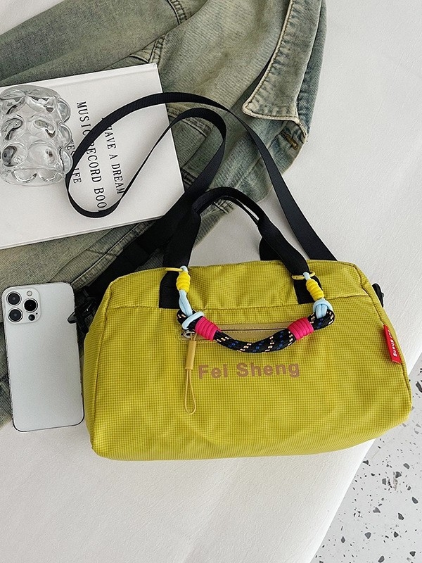 Geantă crossbody din nylon, stil urban minimalist, geantă mică pătrată, închidere cu fermoar, căptușeală din poliester