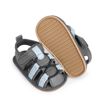 Sandale pentru copii de vară, vârf închis, design anti-kick, respirante, închidere Velcro, talpă din cauciuc antiderapantă