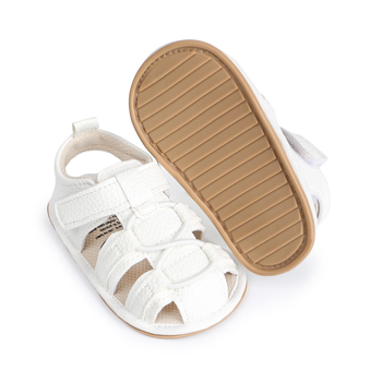 Sandale pentru copii de vară, vârf închis, design anti-kick, respirante, închidere Velcro, talpă din cauciuc antiderapantă