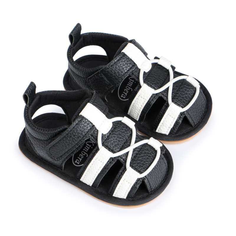 Sandale pentru copii de vară, vârf închis, design anti-kick, respirante, închidere Velcro, talpă din cauciuc antiderapantă