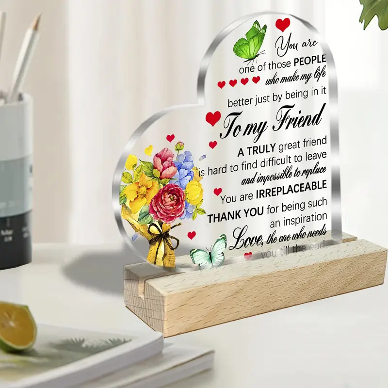 Srcoliki akrilni stolni ukras, modernog umjetničkog stila, otisak, idealan kao osobni dar za suvenir s putovanja, završetak studija ili useljenje