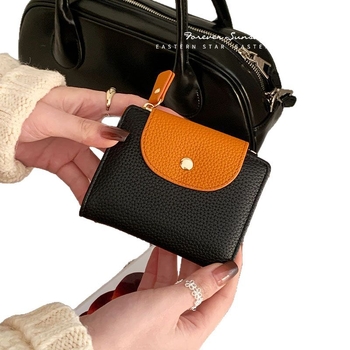 Dámska PU peňaženka na mince, bifold mini úložná taška, ultraľahká, proti krádeži, jednofarebná, veľká kapacita, EASTERN STAR