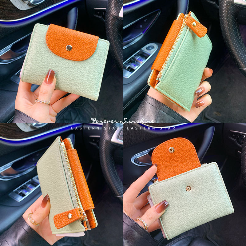 Dámska PU peňaženka na mince, bifold mini úložná taška, ultraľahká, proti krádeži, jednofarebná, veľká kapacita, EASTERN STAR