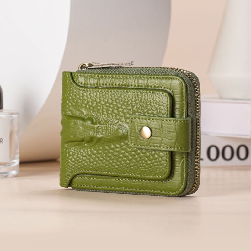 Dámska peňaženka z pravej kože s krokodílím vzorom, RFID blokovanie, priestor pre karty a mince, kompaktný dizajn