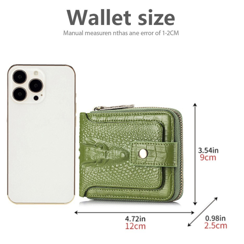 Dámska peňaženka z pravej kože s krokodílím vzorom, RFID blokovanie, priestor pre karty a mince, kompaktný dizajn