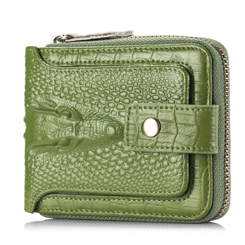 Dámska peňaženka z pravej kože s krokodílím vzorom, RFID blokovanie, priestor pre karty a mince, kompaktný dizajn