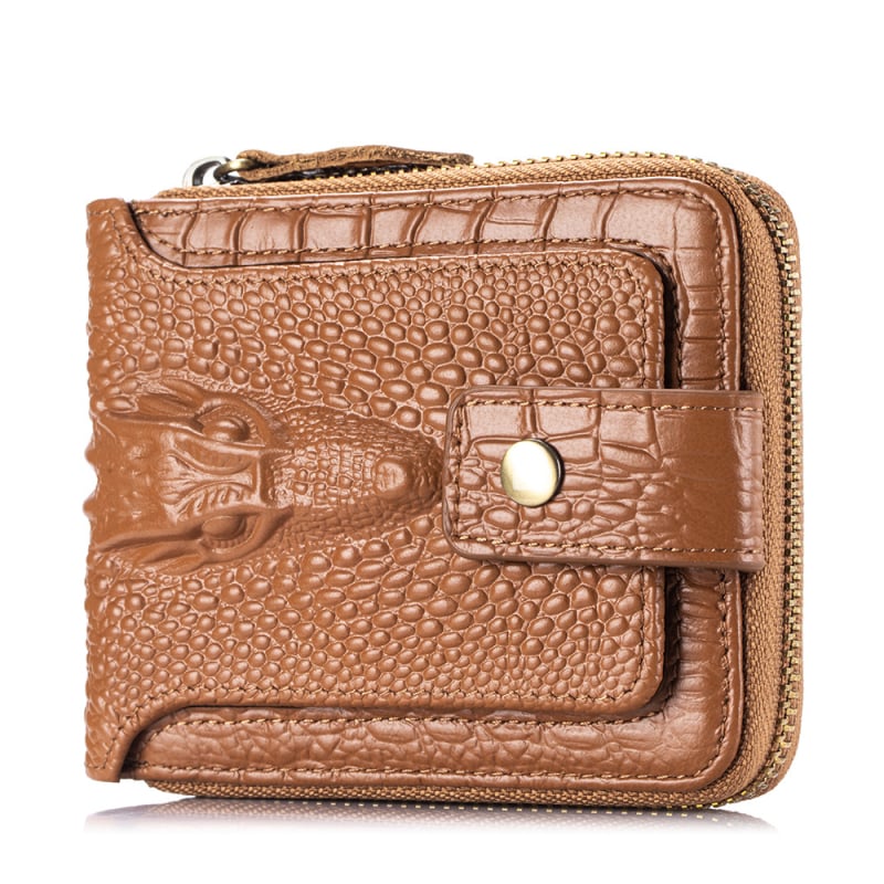 Dámska peňaženka z pravej kože s krokodílím vzorom, RFID blokovanie, priestor pre karty a mince, kompaktný dizajn
