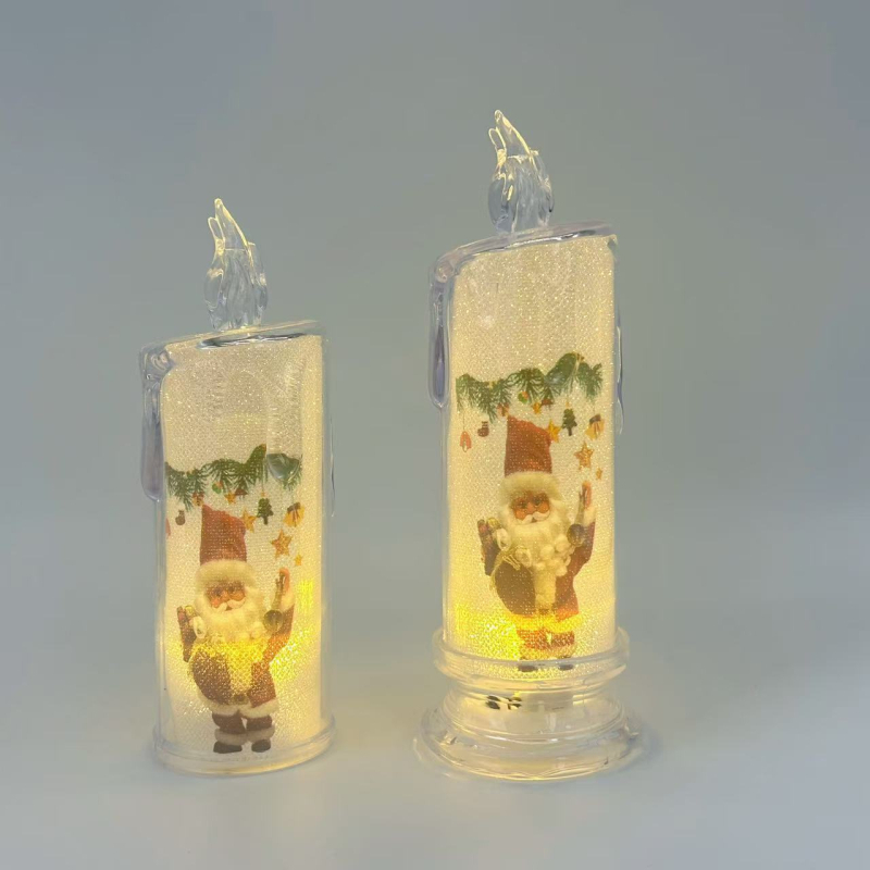 Öövalgustus Jõulude kunstlik küünal sisseehitatud akuga, akrüülvarjuga, geomeetriline LED-küünal meeleoluks dekoratsiooniks