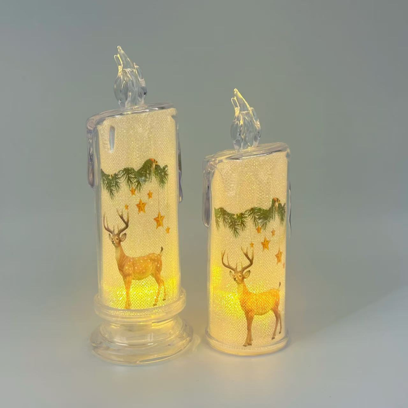 Öövalgustus Jõulude kunstlik küünal sisseehitatud akuga, akrüülvarjuga, geomeetriline LED-küünal meeleoluks dekoratsiooniks