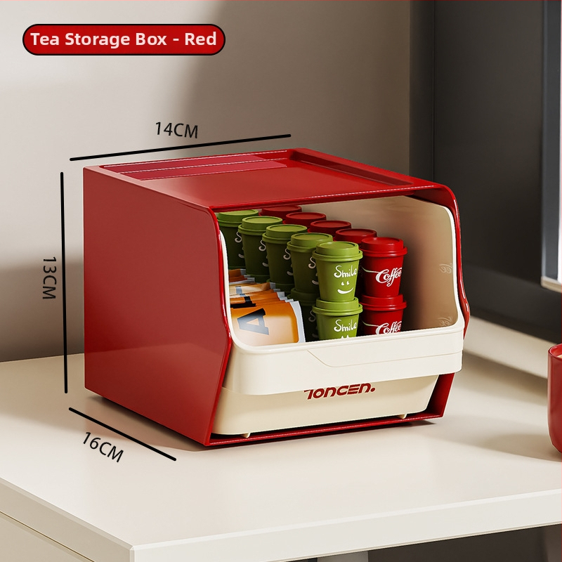 Držiak na čajové vrecká a kapsule kávy — na stenu aj na stôl, viacposchodový organizér, japonský štýl, PET+PP, uvedený na trh v roku 2025