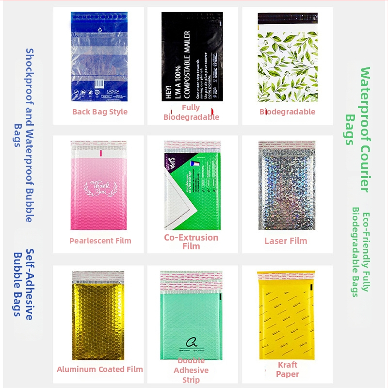 PE burbulinė pakuotė, 140 µm storio, lipni ir pritaikoma, prekės ženklas Joda Packaging, skirta kurjeriniam pakavimui