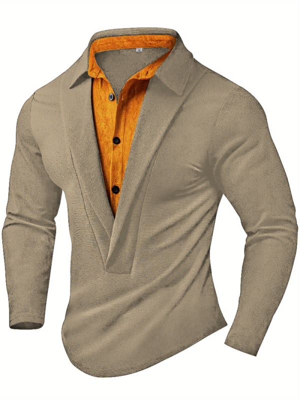Muška polo majica, Color Block, dugi rukav, Turn-down ovratnik, jacquard