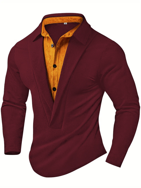 Muška polo majica, Color Block, dugi rukav, Turn-down ovratnik, jacquard