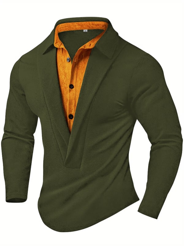 Muška polo majica, Color Block, dugi rukav, Turn-down ovratnik, jacquard