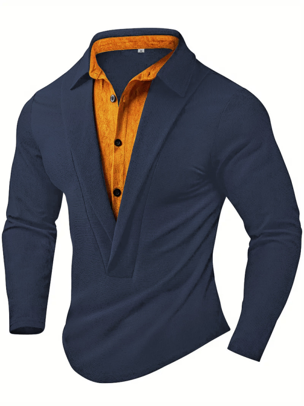 Muška polo majica, Color Block, dugi rukav, Turn-down ovratnik, jacquard
