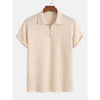 Unisex polo majica s rebrastom pleteninom – uski kroj, 3/4 rukavi, smjesa 51–70% vlakana proteina mlijeka, čisti pamuk