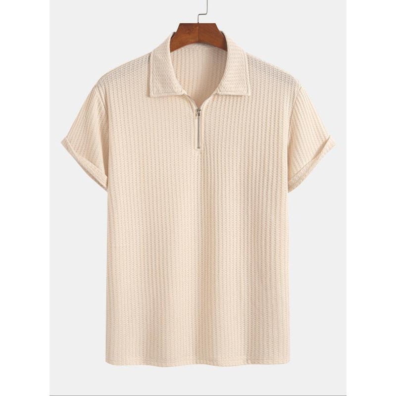 Unisex polo majica s rebrastom pleteninom – uski kroj, 3/4 rukavi, smjesa 51–70% vlakana proteina mlijeka, čisti pamuk