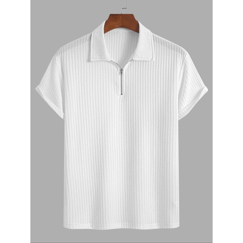 Unisex polo majica s rebrastom pleteninom – uski kroj, 3/4 rukavi, smjesa 51–70% vlakana proteina mlijeka, čisti pamuk