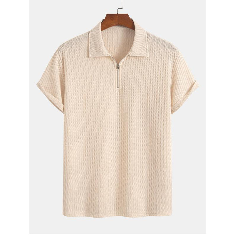 Unisex polo majica s rebrastom pleteninom – uski kroj, 3/4 rukavi, smjesa 51–70% vlakana proteina mlijeka, čisti pamuk