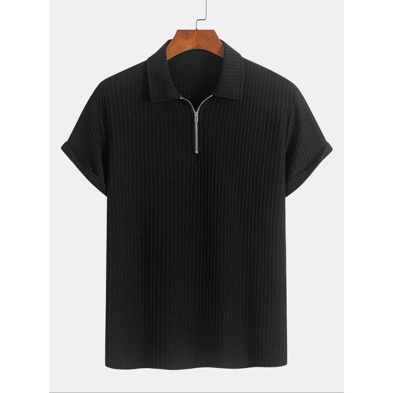 Unisex polo majica s rebrastom pleteninom – uski kroj, 3/4 rukavi, smjesa 51–70% vlakana proteina mlijeka, čisti pamuk