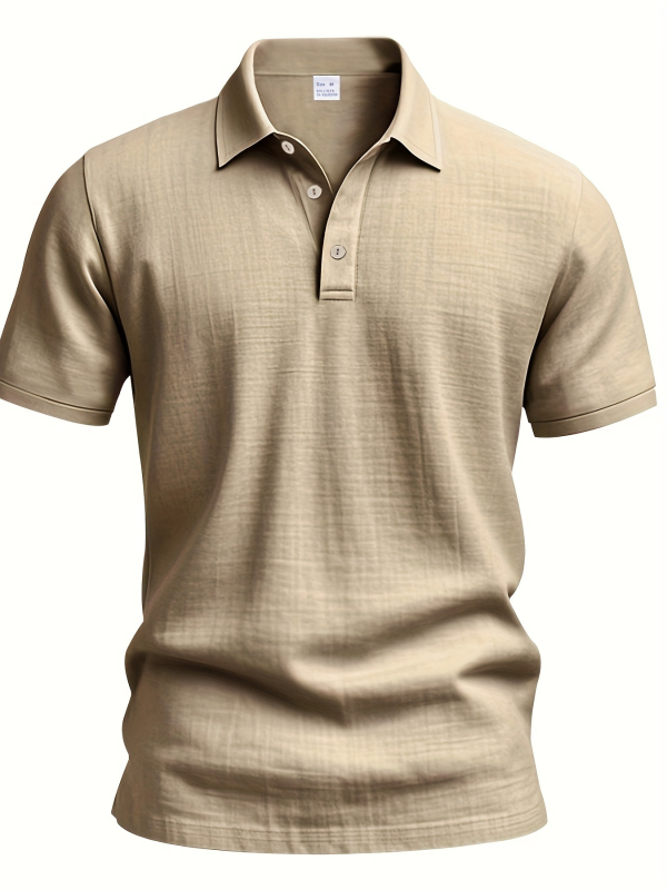 Slim-fit polo majica kratkih rukava, laneno-mješavina, prozračna, ljeto