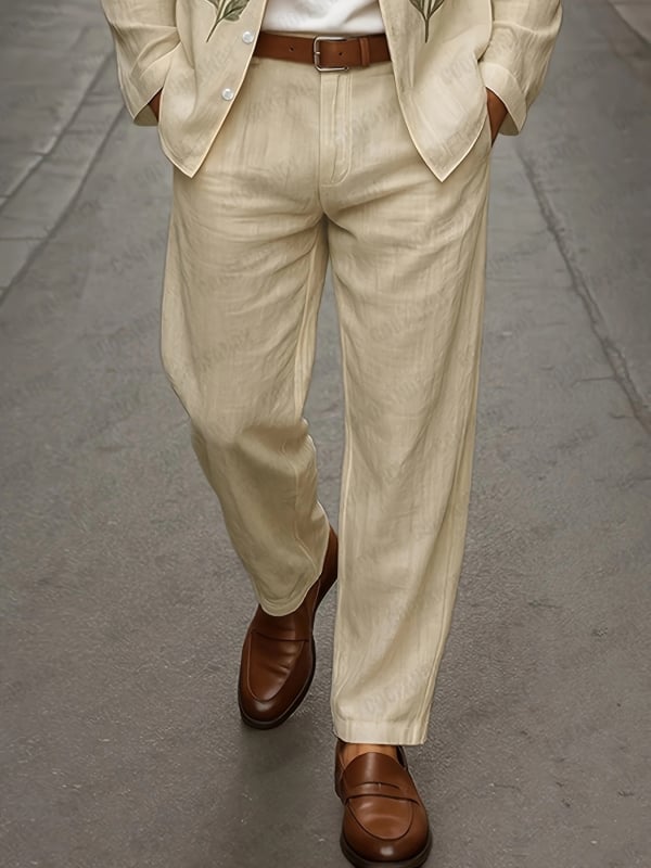 Vyrų kasdienis komplektas su ilgu rankovėmis švarku ir kelnėmis su siuvinėjimu, siauras kirpimas, 95% poliesteris (medvilnės mišinys), ruduo, lengvas verslo stilius