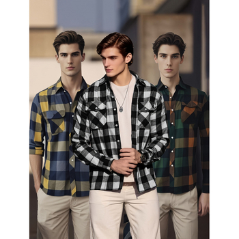Košula s color-blocking uzorkom, široki ovratnik, 3/4 rukava, slim fit, fleece podstava, laneno vlakno 51–70%