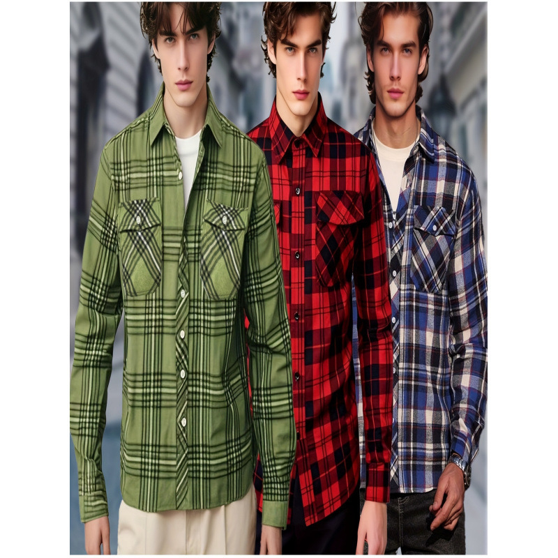 Košula s color-blocking uzorkom, široki ovratnik, 3/4 rukava, slim fit, fleece podstava, laneno vlakno 51–70%