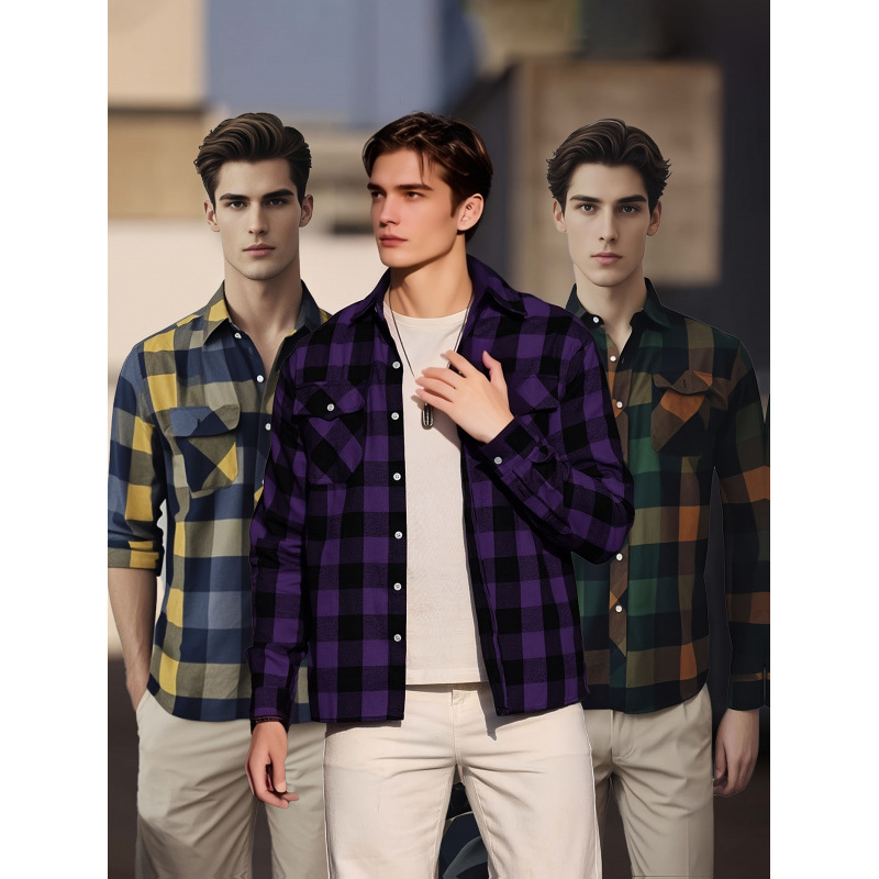 Košula s color-blocking uzorkom, široki ovratnik, 3/4 rukava, slim fit, fleece podstava, laneno vlakno 51–70%