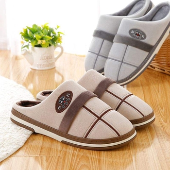 Pánske bavlnené domáce papuče na zimu, protišmyková podrážka, teplé a pohodlné, s TPR podrážkou